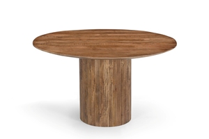 Mesa de Comedor Redonda Plegable de Madera Maciza de Mango con un Solo Pilar - Product Image 4