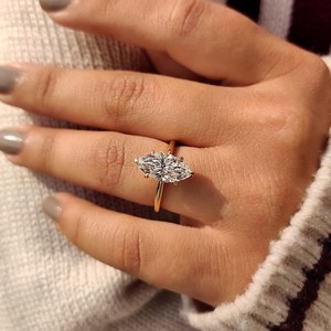 Anillo Solitario de Diamante Corte Marquesa de 3.00CT de Alta Demanda, Oro Sólido de 14K con Diamante Cultivado en Laboratorio, Regalo para Novias en Bodas y Fiestas - Product Image 5