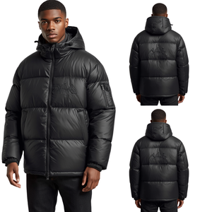 Premium Men's Oversized Box Quilted Puffer Jacket with Heavy Insulated Construction Embroidered Outdoor Fashion Design - Product Image 3