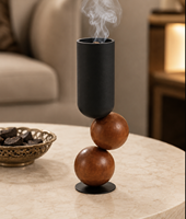 Brûleur d'encens moderne en métal avec base en bois, écologique, durable, décoratif, porte-encens, décoration d'intérieur, aromathérapie, cadeau