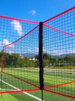 Ensemble de volley-ball 4 poteaux carrés 18x18x8 pieds, équipement de terrain avec structure en acier et fibre de verre, robuste, montage facile pour le plaisir en famille