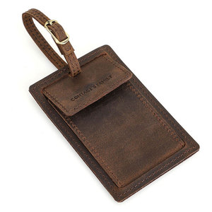 Étiquette de bagage en cuir véritable personnalisée, étiquette en cuir de vachette pour sacs - Product Image 1