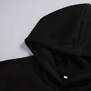 Sudadera con Capucha Negra con Parche de Letras Góticas, Estilo Urbano, Personalizable con Logotipo, Fabricante OEM/ODM, Proveedor Mayorista de Ropa - Product Image 6
