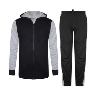 Men's Navy Blue Hooded Tracksuit 100% Cotton Full Length Solid Color Casual Wear With Side Pockets Elastic Waist Winter Style - Product Image 4