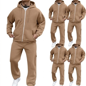 2026 Custom logo Men's Winter Sports Cotton Zip up Design Sportswear Tracksuit Manufacturer Sweatpants and Hoodie <b>Set</b> for Men - Product Image 3