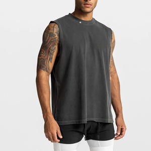 Débardeurs de sport pour hommes en coton de haute qualité, tendance, effet délavé, pour la gym et l'athlétisme, 100 % coton tricoté - Product Image 3