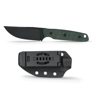 Cuchillos de hoja fija con mango verde texturizado y clip para funda de cinturón negro para camping, senderismo, uso diario y tareas de campo. - Product Image 1