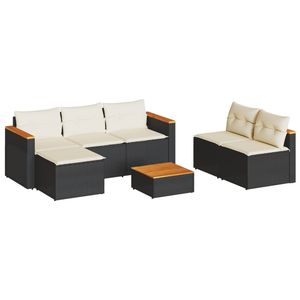Conjunto de Sofás de Jardín en Negro, Marrón, Crema y Blanco - Product Image 2