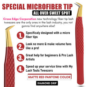 Pince à cils Fiber Grip à pointe fine droite pour extensions de cils volume 90 °   Outil en acier inoxydable pour volume russe - Product Image 2