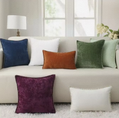 Woven <b>Chenille</b> <b>Throw</b> Cushion with Invisible Zipper, Textured Square Pillow Case for Sofa Couch Bed in bulk quantity - Product Image 4