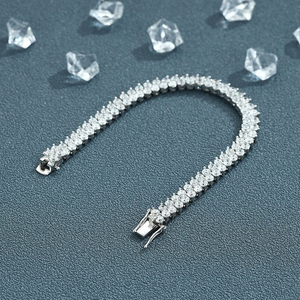 กำไลข้อมือโมอิสซาไนต์แบบเทนนิส สองแถว ลายซิกแซก ประดับเพชร ทอง 14K ของขวัญวันครบรอบแต่งงานสำหรับผู้หญิง ภรรยา คุณแม่ - Product Image 2