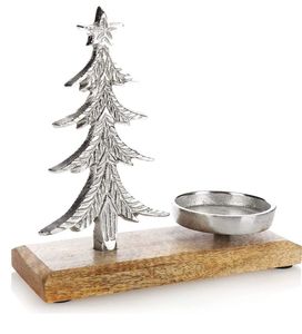 Metal Christmas Tree <b>Candle</b> <b>Holder</b> With Wooden Base Modern Home Decor For Living Room Indoor Use - Product Image 1