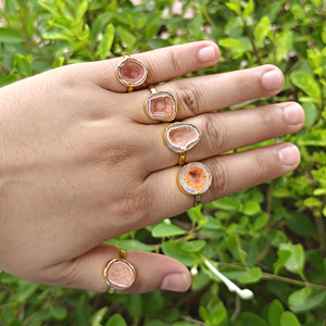 Wholesale Brass Druzy Agate Elegant <b>Adjustable</b> <b>Rings</b> 18k Gold Plated Minimalist Statement Unique Women Fashion Jewelry - Product Image 6