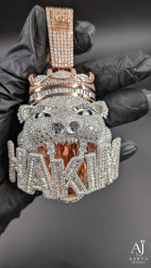 จี้เพชรโมอิสซาไนต์รูปหมี AARVA JEWELS ชุบทองคำขาว 925 สไตล์ฮิปฮอป แบบหนีบ สำหรับทุกเพศ เหมาะสำหรับงานปาร์ตี้ - Product Image 4