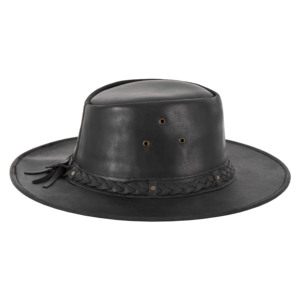 Wholesale Genuine Crazy Horse Leather Australian Outback Cowboy <b>Hat</b> Braided Band Black Unisex <b>Western</b> Ranch <b>Hat</b> All Seasons - Product Image 5