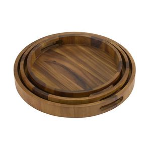 Bandeja Redonda de Madera para Servir - Diseño Clásico y Duradero para Bodas, para Comida, Té, Café, Desayuno y Bocadillos - Product Image 5