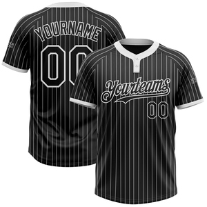 Wholesale Direct Industry Best Selling Custom Black White Pinstripe White Two-<b>Button</b> Unisex Softball Jersey - Product Image 1