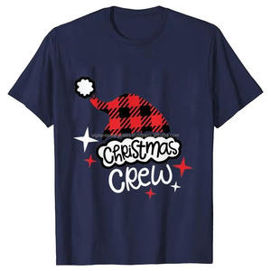 Merry <b>Christmas</b> <b>T</b>-<b>Shirt</b> <b>Ladies</b> & Men's Regular Fit 100% Cotton Solid <b>Christmas</b> Logo Printed Anti-Pilling Short Sleeve Wholesale - Product Image 1