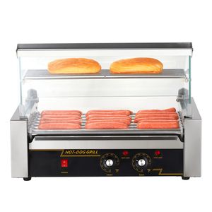 Macchina per Grigliare Salsicce in Acciaio Inox con Capacità per 18 Hot Dog, Doppio Controllo della Temperatura e Coperchio in Vetro (1050W) - Product Image 4