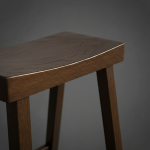 Tabouret de bar moderne en bois de caoutchouc massif rond - Tabouret haut pour la maison - Product Image 3