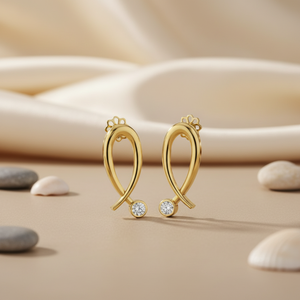 Pendientes de Oro 14k con Diamantes de Laboratorio VVS1, Diseño Minimalista Personalizado con Lazo, Fabricante de Joyería B2B, Venta al por Mayor, Par de Pendientes Infinity Drops - Product Image 3
