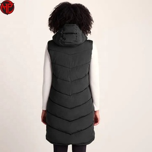 Chaqueta de plumón con capucha para mujer, chaleco acolchado, ropa de abrigo de invierno, chaqueta larga con cremallera, chaqueta larga de plumón con capucha - Product Image 6