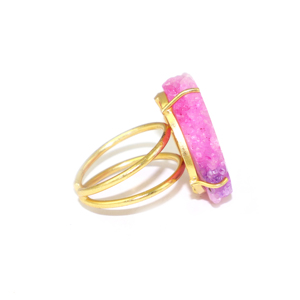 Fashion Design Natural Pink Solar <b>Quartz</b> Gemstone Fancy Shape 18K Gold Plated Designer <b>Ring</b> Jewelry For Women Girls Wholesale - Product Image 2