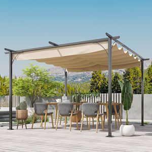 Gazebo e Pergola Retrattile Resistente ai Raggi UV 3,5m x 3,5m con Telaio in Acciaio - Product Image 2