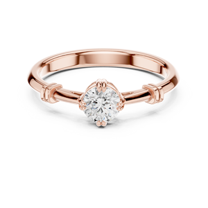 Bague de fiançailles solitaire en or rose avec diamant rond taille brillant, style classique, bijoux fins pour femme - Product Image 1