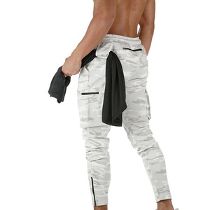 Men's <b>White</b> Camouflage Cargo <b>Jogger</b> Pants Elastic Waist Drawstring Multiple Pockets Lightweight Breathable Casual Fit - Product Image 3