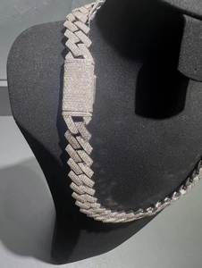 Top Selling Luxury Moissanite Diamond Cuban Chain <b>Necklace</b> for Rapper Streetwear Party Wedding Jewelry Available at Best Price - Product Image 2
