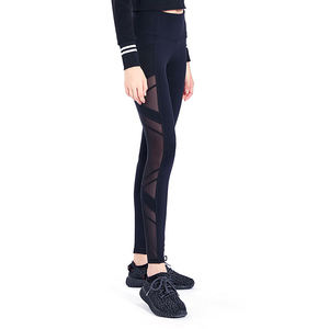 Leggings noirs taille haute longueur intégrale en tricot extensible Spandex Nylon Sporty pour toutes les saisons - Product Image 2