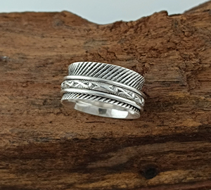 Custom 925 Sterling Silver Amethyst Bezel Set Classic Women's Dual <b>Spinner</b> Fidget Worry <b>Ring</b> Floral Rope Twist Pattern Wholesale - Product Image 4