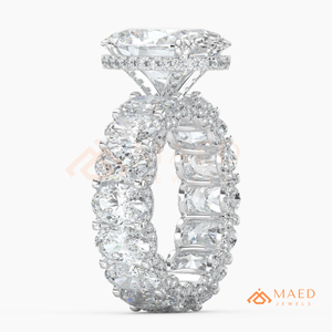 Moissanite Oval Cluster <b>Ring</b> for Women <b>Silver</b> Tone Engagement Anniversary Jewelry Elegant Daily Wear Style - Product Image 6