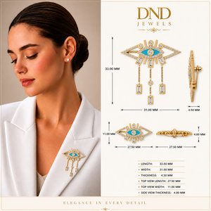 Broche de Aleación Dorada para Mujer con Cristal y Diamantes de Imitación, Pin de Protección de la Suerte, Joyería de Lujo para Fiesta, Boda y Compromiso - Product Image 1