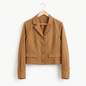 Women's Summer Cropped Genuine <b>Leather</b> Button <b>Blazer</b> <b>Jacket</b> Lightweight Casual OEM ODM Wholesale Factory Private Label Low MOQ - Product Image 5