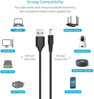 Cable de Alimentación de 5V, USB a Conector DC, con 10 Adaptadores para Cargar USB-HUB, Mini Ventilador, Cámara, Teléfono Móvil