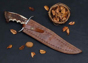 Couteau de chasse J2 en acier, fait main, personnalisé, neuf, avec manche en corne de cerf, le meilleur couteau de survie Bowie de collection, très tranchant - Product Image 6