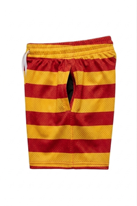 Men's Red And Yellow Striped Board <b>Shorts</b> Drawstring Casual Breathable Polyester <b>Mesh</b> <b>Short</b> <b>Shorts</b> Mid Waist - Product Image 3