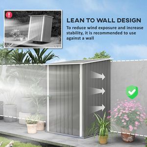 Casetta da Giardino 3.3x3.4 ft in Acciaio Zincato Grigio con Porta Lucchettabile, Facile Montaggio, Telaio in Lega di Alluminio e Plastica - Product Image 6