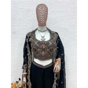 ชุดชอลี-ปาลาซโซสำหรับงานปาร์ตี้ของผู้หญิง ดีไซเนอร์ออกแบบ พร้อมชุดโคตีสวยงาม - Product Image 2