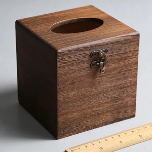 Caja de pañuelos de madera básica, cubierta decorativa para pañuelos de papel, para sala de estar, dormitorio, baño, oficina, escritorio y uso en mesa. - Product Image 1