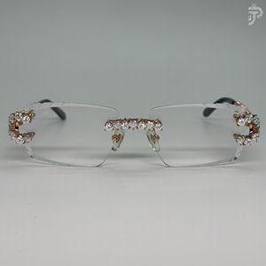 Gafas de sol unisex con diseño hip hop, montura de lujo con diamantes incrustados, corte de corazón, diamante VVS y moissanita. - Product Image 1