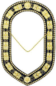 Collier de chaîne Past Master Blue Lodge - Fond bleu avec strass dorés est un magnifique et prestigieux ornement formel. - Product Image 4