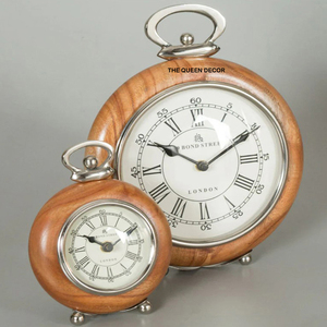 Home Decor Desk <b>Clock</b> Shiny Wood And Stainless Steel Material Living Room Dining Room <b>Clocks</b> Fashion Metal <b>Modern</b> Table <b>Clock</b> - Product Image 1