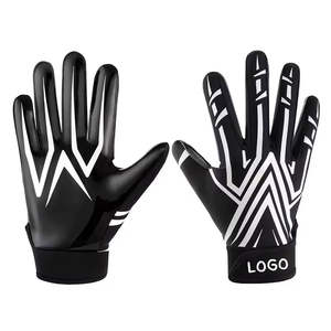 Guantes de Fútbol Americano Hechos a Medida, Recién Llegados, Calidad Premium, Color Negro Sólido, Transpirables, Cómodos y Antideslizantes - Product Image 6