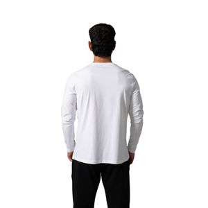 Men's <b>White</b> Long Sleeve Performance T Shirt Lightweight Cotton Crew Neck Fitness Training Casual Sportswear Apparel - Product Image 6