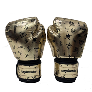 Guantes de Boxeo Metálicos Dorados SAQIB&CO, Guantes de Entrenamiento de la Mejor Calidad, Guantes de Muay Thai para Combate - Product Image 2
