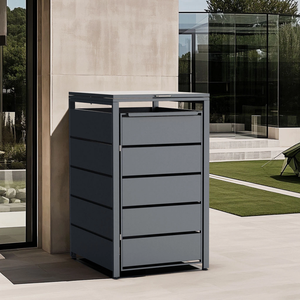 Cubo de almacenamiento de hoja galvanizada de 240L personalizado, conversión de 1 contenedor, cubo de basura para exteriores <span class=keywords><strong>antracita</strong></span> resistente a la intemperie - Product Image 5