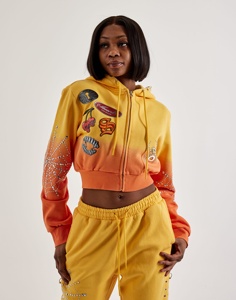 Sudadera con capucha de algodón de 500 GSM para mujer, con cremallera completa, manga larga, forro deportivo, talla grande, estampada, para invierno - Product Image 4